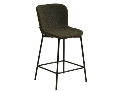 Zelená bouclé barová židle Maceda 65 cm