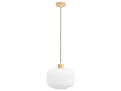 Bílé skleněné závěsné světlo Argallo 30 cm