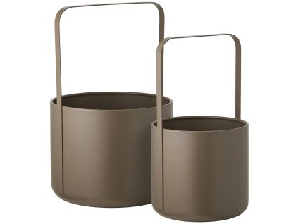 Set hnědých kovových květináčů Zyra Ø19/24,5 cm