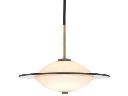 Opálově bílé skleněné závěsné světlo Halo Design Orbit 24 cm s mosazným zavěšením