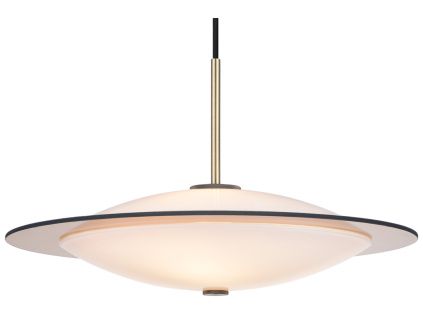 Opálově bílé skleněné závěsné světlo Halo Design Orbit 40 cm s mosazným zavěšením