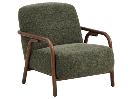 Zelené čalouněné ořechové křeslo Kave Home Sylo