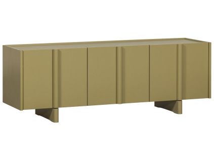 Zelený dřevěný TV stolek Basu 152 x 46 cm