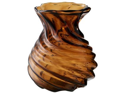 Hnědá skleněná váza Swirl 16 cm