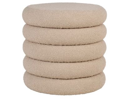 Béžový bouclé taburet Brook 44 cm