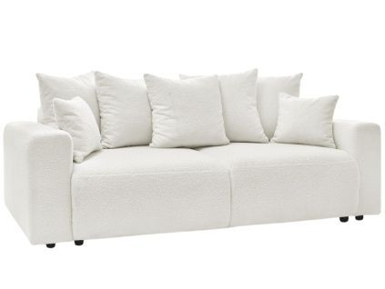 Bílá bouclé rozkládací pohovka Envy 245 cm