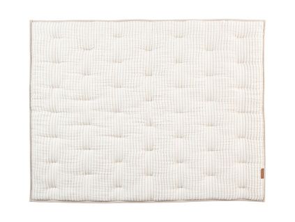 Bílo-béžová mušelínová podložka do hracích ohrádek Quax Natural 73 x 93 cm