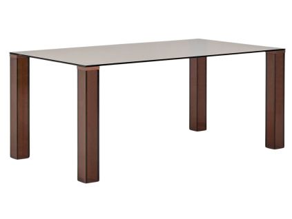Hnědý skleněný jídelní stůl Kave Home Adularia 160 x 90 cm