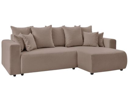 Hnědá bouclé rohová rozkládací pohovka Envy 282 cm, levá/pravá
