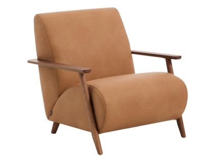 Hnědé kožené křeslo Kave Home Meghan