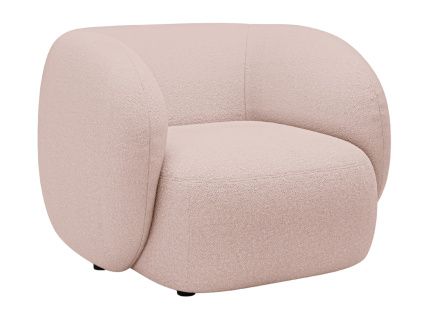 Světle růžové bouclé křeslo Micadoni Kate