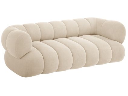 Světle béžová sametová trojmístná pohovka Cosmopolitan Design Koge 210 cm