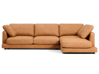 Hnědá kožená rohová pohovka Kave Home Gala 300 cm, pravá