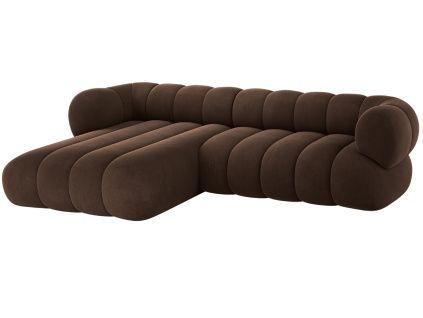 Hnědá sametová rohová pohovka Cosmopolitan Design Koge 270 cm, levá