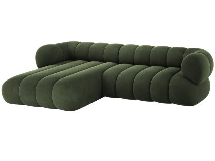Zelená sametová rohová pohovka Cosmopolitan Design Koge 270 cm, levá