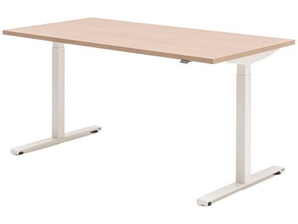 Dubový výškově nastavitelný pracovní stůl Ogi Drive 140 x 70 cm s bílou podnoží