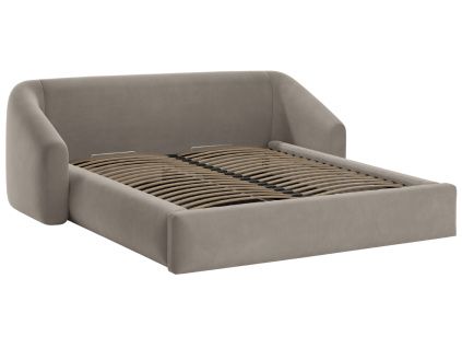 Hnědá sametová dvoulůžková postel Cosmopolitan Design Campi 160 x 200 cm s úložným prostorem