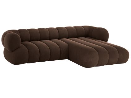 Hnědá sametová rohová pohovka Cosmopolitan Design Koge 270 cm, pravá