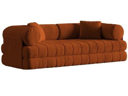 Terakotově oranžová sametová rozkládací trojmístná pohovka Cosmopolitan Design Kemi 206 cm