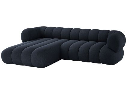 Tmavě modrá čalouněná rohová pohovka Cosmopolitan Design Koge 270 cm, levá