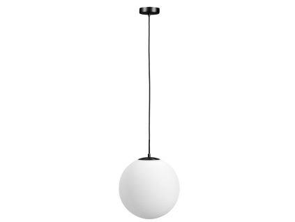 Bílé skleněné závěsné světlo Kave Home Brisia 30 cm s černým zavěšením