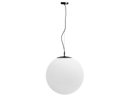 Bílé skleněné závěsné světlo Kave Home Brisia 50 cm s černým zavěšením