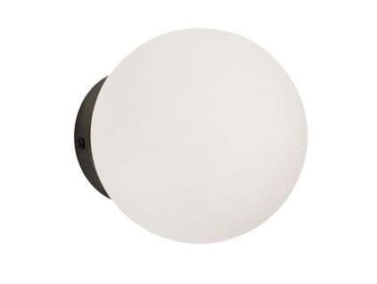 Bílé skleněné nástěnné světlo Kave Home Brisia 15 cm s černým zavěšením