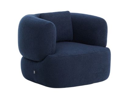 Tmavě modré bouclé křeslo Kave Home Martina