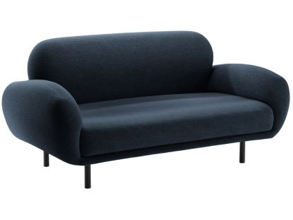 Tmavě modrá bouclé dvoumístná pohovka Micadoni Poppy 148 cm