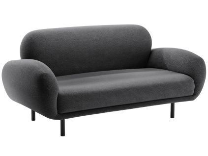 Tmavě šedá bouclé dvoumístná pohovka Micadoni Poppy 148 cm