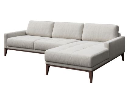 Světle šedá látková rohová pohovka MESONICA Musso Tufted, pravá 248 cm