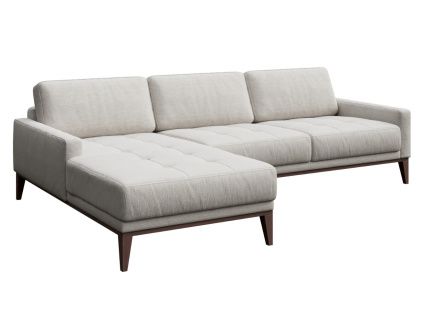 Světle šedá látková rohová pohovka MESONICA Musso Tufted, levá 248 cm