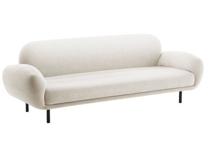 Bílá bouclé trojmístná pohovka Micadoni Poppy 208 cm