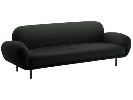 Černá bouclé trojmístná pohovka Micadoni Poppy 208 cm