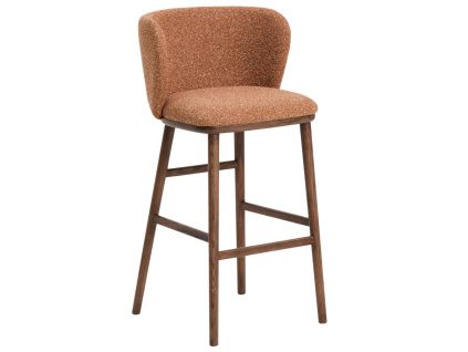 Terakotová barová židle Kave Home Ciselia 75 cm s ořechovou podnoží