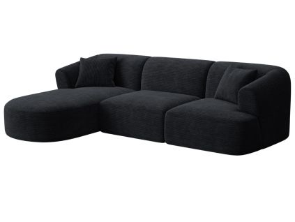 Černá manšestrová rohová pohovka Cosmopolitan Design Campi 256 cm, levá