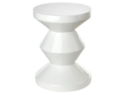 Bílý odkládací stolek Zig Zag ⌀36 cm