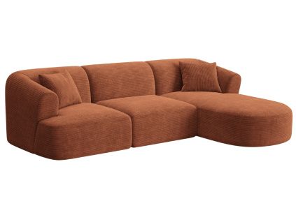 Terakotově oranžová manšestrová rohová pohovka Cosmopolitan Design Campi 256 cm, pravá