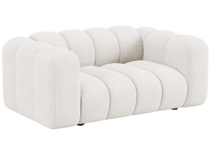Bílá bouclé dvoumístná pohovka Micadoni Lupine 170 cm