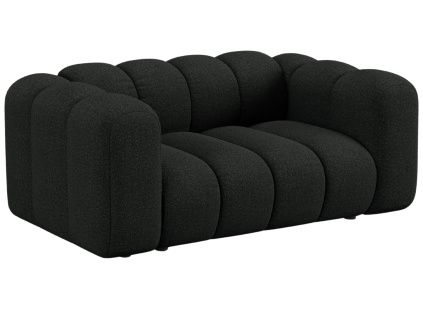 Černá bouclé dvoumístná pohovka Micadoni Lupine 170 cm