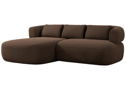 Hnědá sametová rohová pohovka Windsor & Co Aldrin 200 cm, levá
