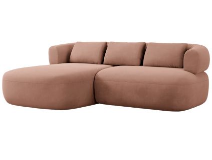 Růžová sametová rohová pohovka Windsor & Co Aldrin 200 cm, levá