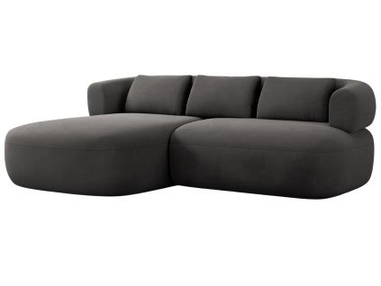 Tmavě šedá sametová rohová pohovka Windsor & Co Aldrin 200 cm, levá