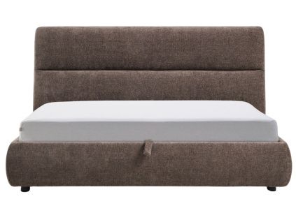 Hnědá čalouněná dvoulůžková postel Kave Home Dafra 180 x 200 cm s úložným prostorem