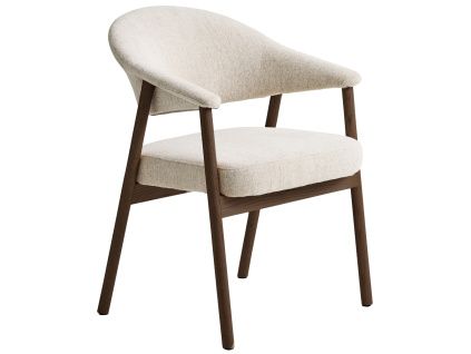 Krémově bílá čalouněná jídelní židle Unique Furniture Elk s tmavou dubovou podnoží