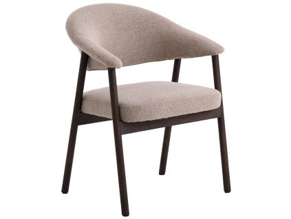 Pískově hnědá čalouněná jídelní židle Unique Furniture Elk s tmavou dubovou podnoží