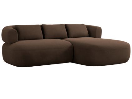 Hnědá sametová rohová pohovka Windsor & Co Aldrin 200 cm, pravá
