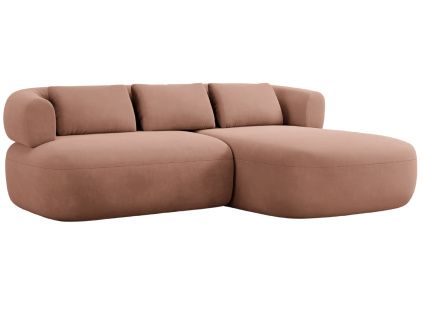 Růžová sametová rohová pohovka Windsor & Co Aldrin 200 cm, pravá