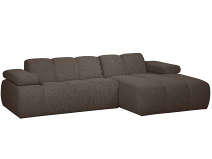 Hnědá bouclé rohová pohovka Mojo 284 cm, pravá