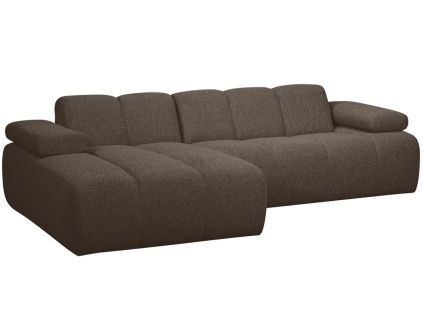 Hnědá bouclé rohová pohovka Mojo 284 cm, levá
